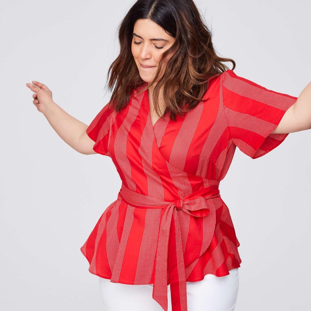 LOFT petites ruffle wrap shirt